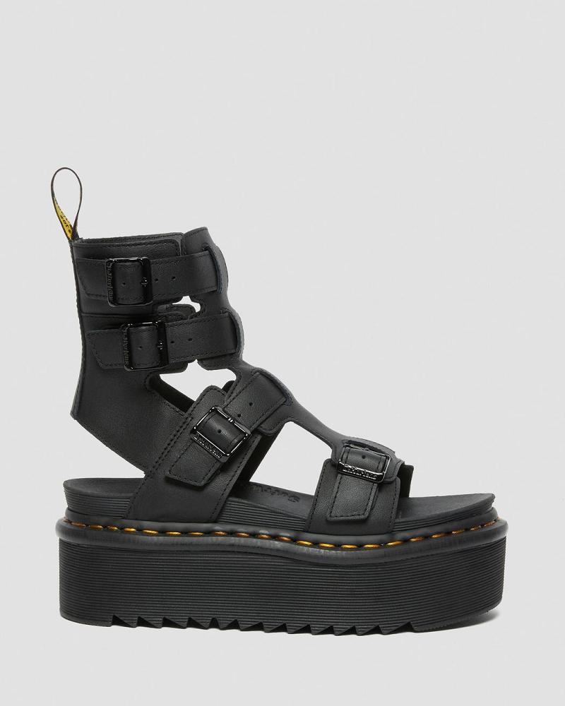 Sandalias De Gladiador Dr Martens Giavanna Cuero Plataforma Mujer Negros | MX 491HAP